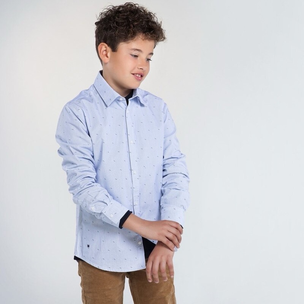 Size 8 Boys Mayoral Sky Blue Kids Button Down Shirt